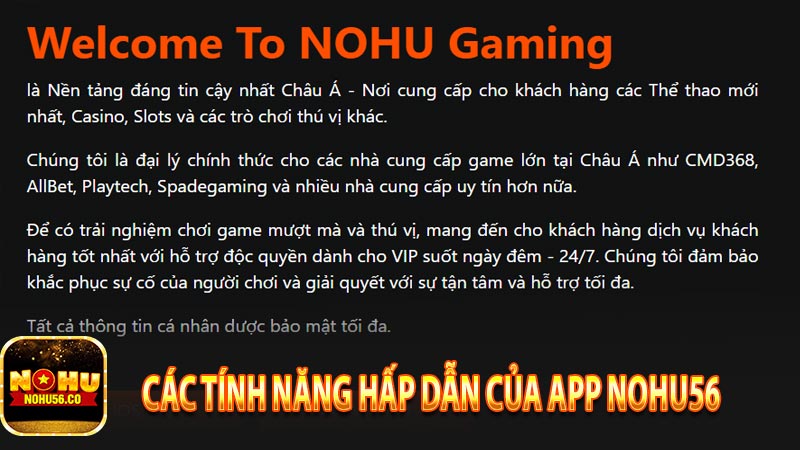 Các tính năng hấp dẫn của ứng dụng Nohu56